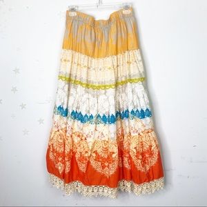 Sundance floral boho midi skirt